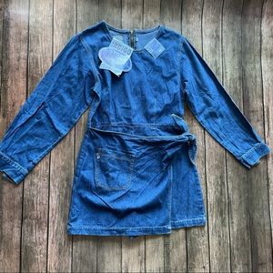 VTG NOS Indigo Wrap Denim Skort Dress SZ M